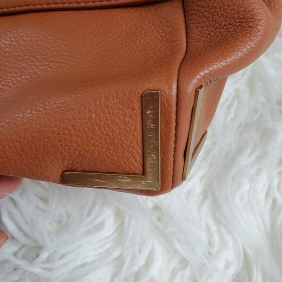 Badgley Mischka Brown Satchel Turnkey Clasp Purse - Picture 6 of 10